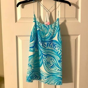 Lilly Pulitzer light blue and white tank top.